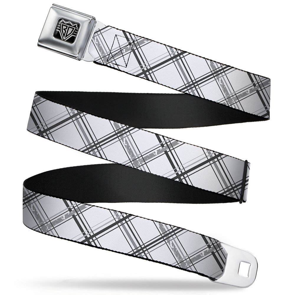 6833 Seatbelt Belt - Plaid X Weathered White/Gray - 1.0" Wide - 20-36